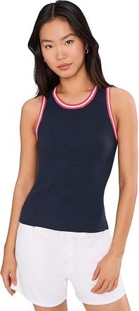 Lilla P Contrast Trim Knit Tank Top Womens Sweater Navy : SM, Cotton