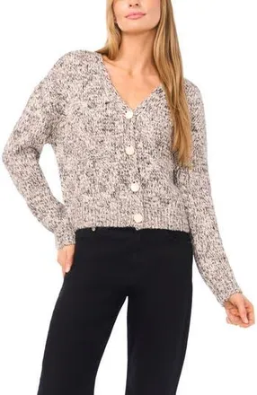 Halogen CARDIGAN W/ MARL YARN in Birch/Black Marl at Nordstrom Rack, Size Xx-Large