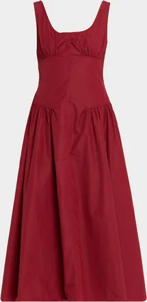 Proenza Schouler Kendal Drop-Waist Technical Cotton Midi Dress