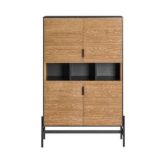 SoBuy Aparador multifuncional con 4 puertas madera negra