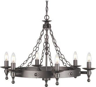 Netlighting Warwick 6 Light Chandelier Graphite Black Finish E14