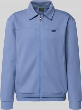 HUGO BOSS Regular Fit Sweatjacke aus Baumwoll-Mix Modell SW_Member in Ocean, Gr&ouml;&szlig;e XXXL