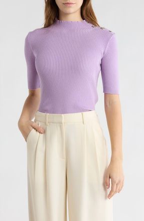 By Design Claudia Mock Neck Short Sleeve Sweater in Scented Lavender at Nordstrom Rack, Size X-Small