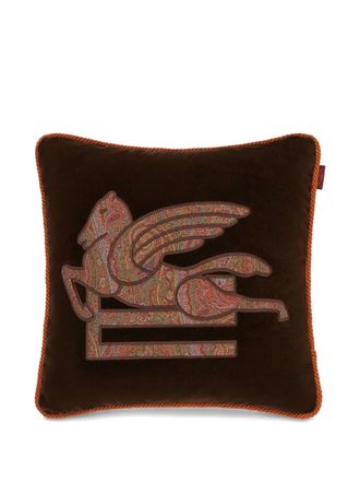 Etro Home logo-embroidered cushion - Brown