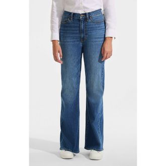 Lands End Soft Denim High Rise Classic Flare Jeans in Indigo Tide Blue at Nordstrom, Size 12