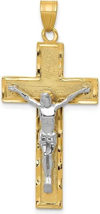 Diamond2Deal 10K Two-tone Diamond-cut Crucifix Pendant
