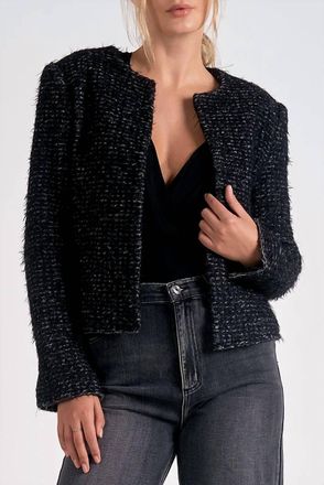 Elan Open Front Blazer In Black/silver