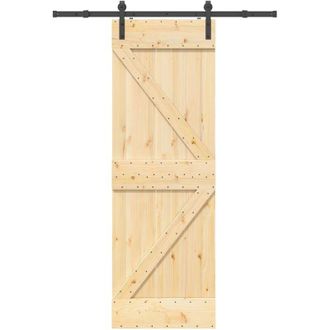vidaXL Puerta Corredera Con Herrajes Madera Maciza De Pino 70x210 Cm Vidaxl