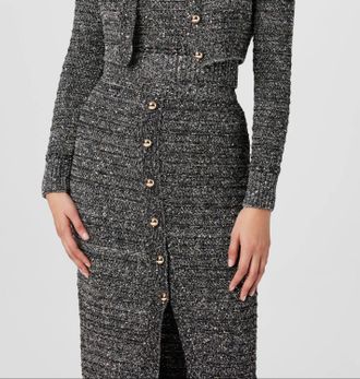 Toccin Miller Long Sleeve Crew Neck Cardigan In Charcoal Multi