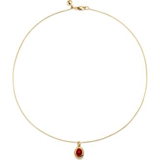 Monica Vinader Birthstone Locket Necklace in 18Ct Gold Vermeil /Red Onyx at Nordstrom