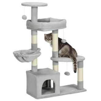 OEM Rascador Para Gatos Altura 104 Cm &Aacute;rbol Para Gatos Con Postes De Sisal Cueva Plataformas Y Bolas Colgantes Gris Claro