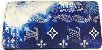 Louis Vuitton Blue White Leather Long Wallet (Bi-Fold) (Pre-Owned)