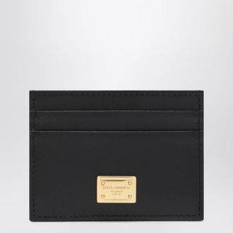 Dolce & Gabbana Black leather card holder with logo tag