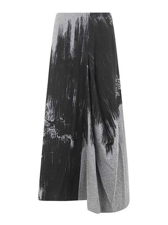 Yohji Yamamoto Y-panelled tuck flare skirt