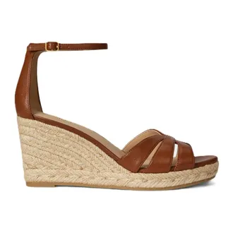 Ralph Lauren Wedges, female, Brown, Size: 10 US Nellie Nappa Leather Espadrille