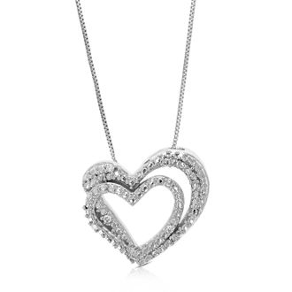 Vir Jewels 1/14 cttw Lab Grown Diamond Heart Pendant Necklace in Sterling Silver with Chain For Women