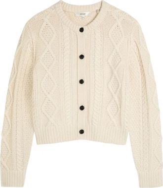 Frame Denim Cable-knit buttoned sweater - women - Cashmere - S - Neutrals