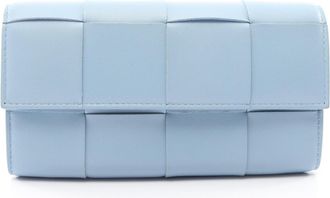 Bottega Veneta Blue Leather Long Wallet (Bi-Fold) (Pre-Owned)