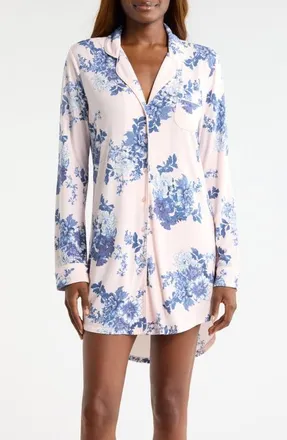 Nordstrom Moonlight Eco Nightshirt in Pink- Blue Primavera Floral at Nordstrom, Size X-Small