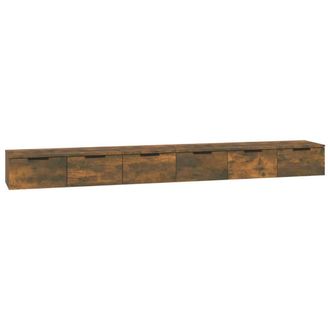 Berkfield Home Wall Cabinets 2 pcs Smoked Oak 102x30x20 cm Engineered Wood in Brown | Size: 102 x 30 x 20 cm