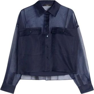 Max Mara Colomba Shirt - Dames - Overhemden - Blauw - 3XS - Pailletten - Overhemden