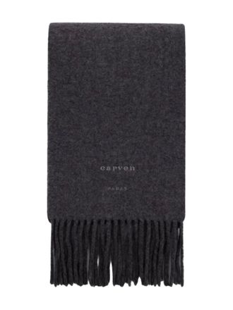 Carven fringed embroidery scarf - women - Wool - One Size - Grey