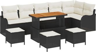 vidaXL Garden Sofa Set 10 pcs Black, Cream 110 x 55 x 71 cm Vidaxl