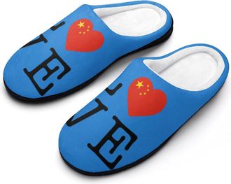 Generic I Love China Mens House Slippers Memory Foam Washable Cotton Slip on Home Shoes