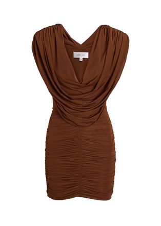 Ronny Kobo Kehlani Cowl-neck Stretch-mesh Mini Dress - Brown - S (UK8-10 / S)