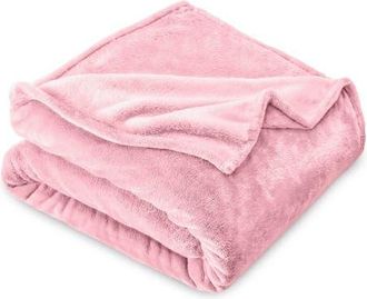 Bare Home Microplush Fleece Throw Blanket in Light Pink at Nordstrom, Size Standard