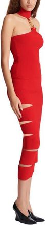 Balmain Long knit skirt with cut-outs in Red at Nordstrom, Size 38 Eu
