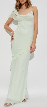 Self Portrait Dress With Ruffles And Floral Motif, Womens, Green