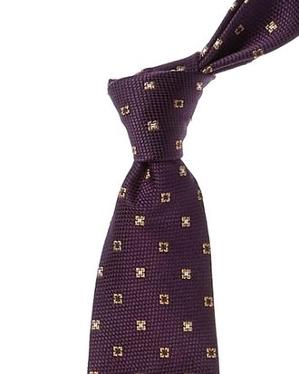 Brunello Cucinelli Purple Squares Silk Tie