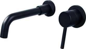 OEM Grifo De Lavabo Mural, Grifo Mezclador De Ba&ntilde;o De Lat&oacute;n, Negro Mate