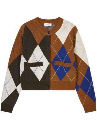 TOMBOY colour-block argyle cardigan - Brown