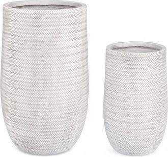 BIZZOTTO Bizzotto - Set2 Florero Tressage A Alto Blanco