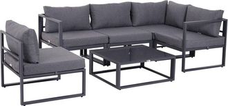 OUTSUNNY 6Pcs Outdoor Sectional Sofa Set Conversation Aluminum Frame w/ Cushion