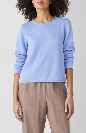 Eileen Fisher Jewel Neck Organic Cotton Blend Sweater in Bellflower at Nordstrom Rack, Size X-Small