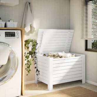 Berkfield Home Storage Box with Lid RANA White 100x49x54 cm Solid Wood Pine | Size: 100 x 49 x 54 cm