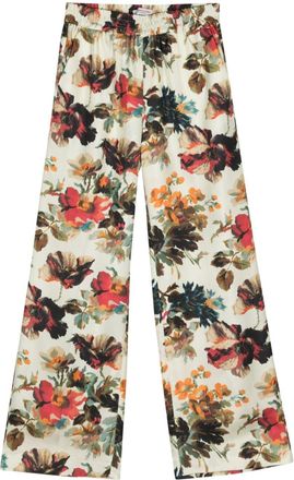 Alberto Biani Printed Silk Wide Leg Trousers