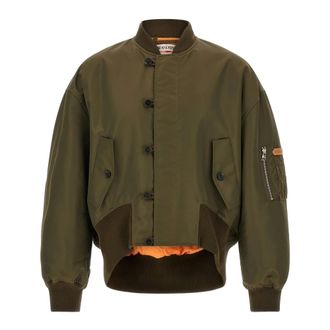 J.W.Anderson Oversized Bomberjack met Gestrikte Zoom - Heren - Jassen - Groen - Maat: S Katoen