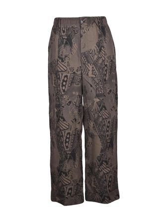 Vivienne Westwood Turquoise Wide-Leg Linen Trousers with Cuffed Hem