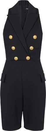 Balmain peak-lapels double-breasted playsuit - women - Cotton/Polyamide/Elastane - 38 - Black