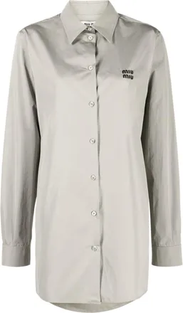 Miu Miu Grey Logo Detail Shirt Size S