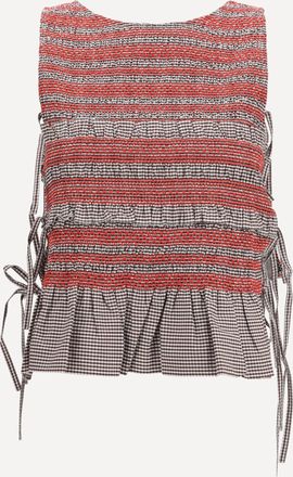 Ganni Elastic printed Top with ruching and side ties Female 38