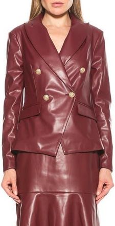 Alexia Admor Faux Leather Double-Breasted Peak Lapel Blazer in Burgundy at Nordstrom Rack, Size 10