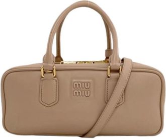 Miu Miu Pre-owned Handbag - Dames - Vintage Handtas - Beige - ONE Size - Leer - Vintage