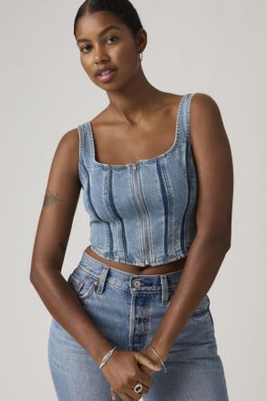 Levi's Top Bustier con cremallera y costuras - Mujer - L - Azul / Shadow Work Top