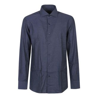 Barba Overhemden, Heren, Blauw, 3Xl, Stijlvolle Lange Mouw Hals Shirt
