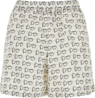 Burberry Womens Printed Silk Shorts Silverwhite Exterior